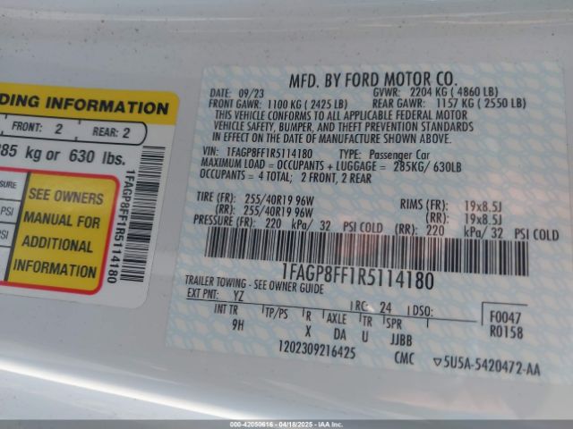1FAGP8FF1R5114180 Ford Mustang Gt Premium