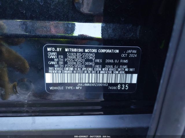 JA4J4WA8XRZ090163 Mitsubishi Outlander Sel 2.5 S-awc