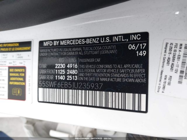 55SWF6EB5JU235937 Mercedes-Benz Amg C 43 4matic