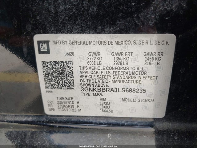 3GNKBBRA3LS688235 Chevrolet Blazer Fwd 1lt