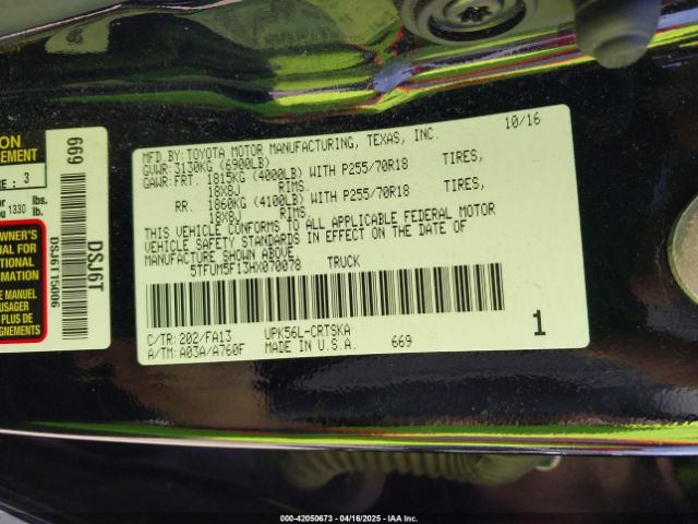 5TFUM5F13HX070078 Toyota Tundra Sr 4.6l V8