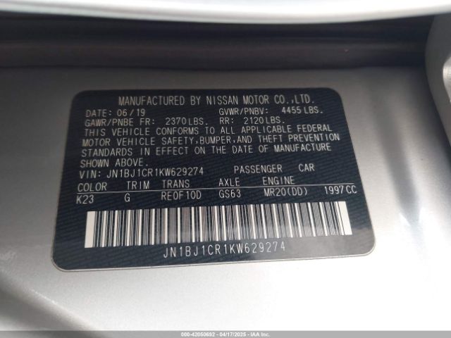 JN1BJ1CR1KW629274 Nissan Rogue Sport S
