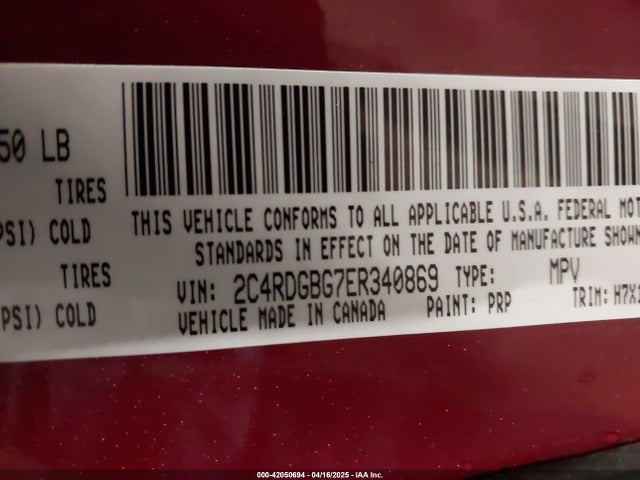 2C4RDGBG7ER340869 Dodge 2014