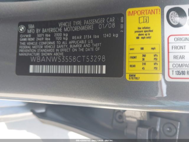 2008 BMW 550I WBANW53558CT53298 Photo 8