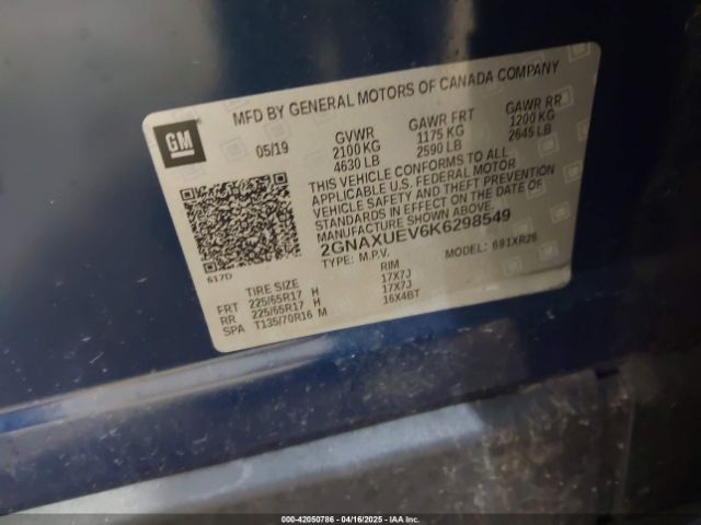 2GNAXUEV6K6298549 Chevrolet EQUINOX LT