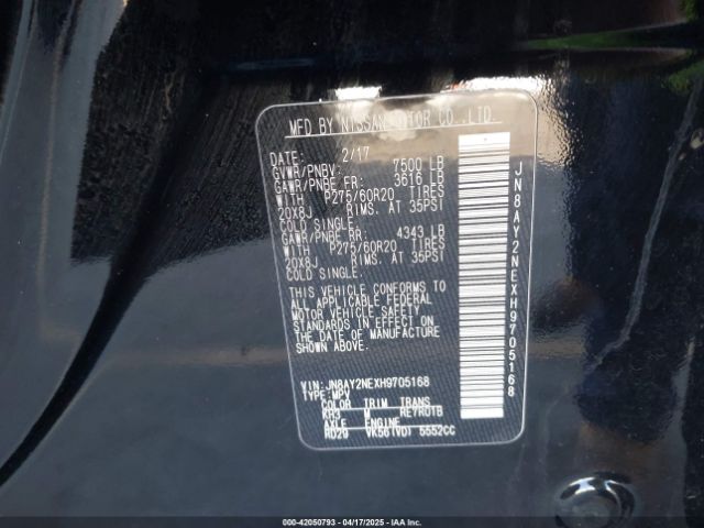 JN8AY2NEXH9705168 Nissan Armada Platinum