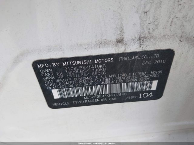 ML32F3FJ3KHF07848 Mitsubishi Mirage G4 Es