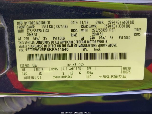 1FTEW1EP8KFA11540 Ford F-150 Xl