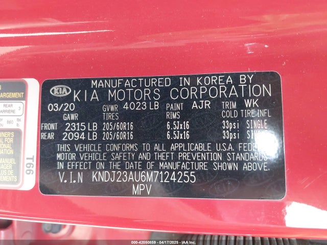 KNDJ23AU6M7124255 KIA SOUL S