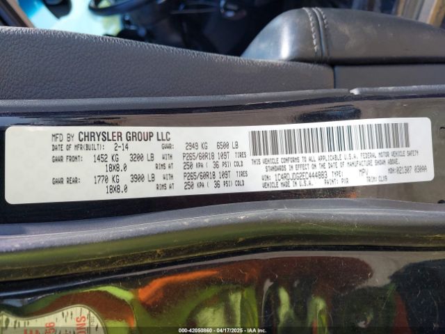1C4RDJDG2EC444883 Dodge DURANGO LIMITED
