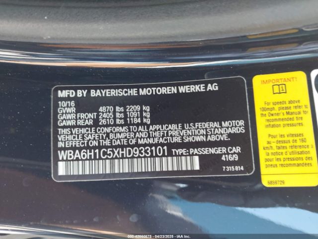 WBA6H1C5XHD933101 BMW 640i