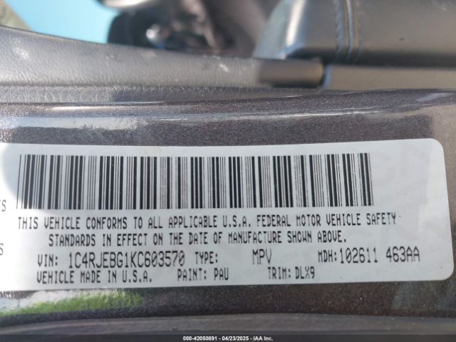 1C4RJEBG1KC603570 Jeep Grand Cherokee Limited 4x2