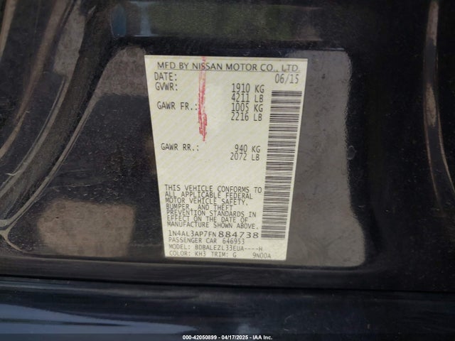 1N4AL3AP7FN884738 Nissan Altima 2.5 S