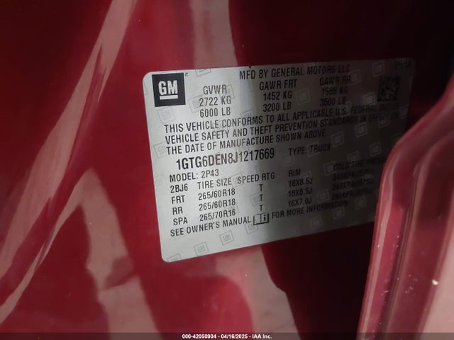 1GTG6DEN8J1217669 GMC CANYON SLT