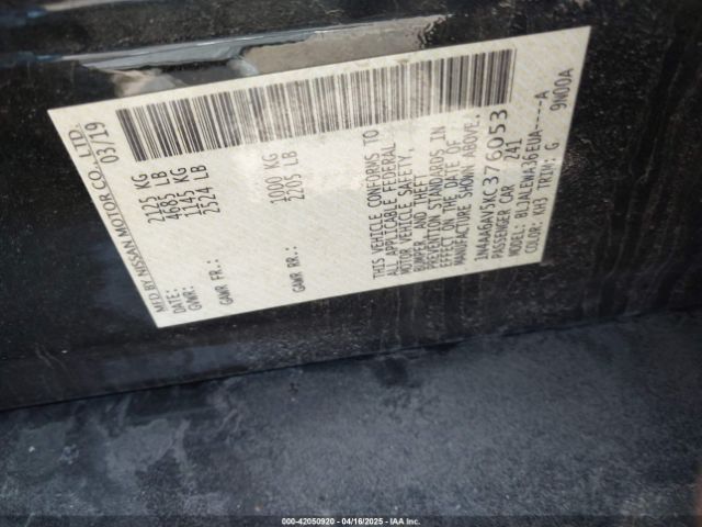 1N4AA6AV5KC376053 Nissan Maxima 3.5 Sl