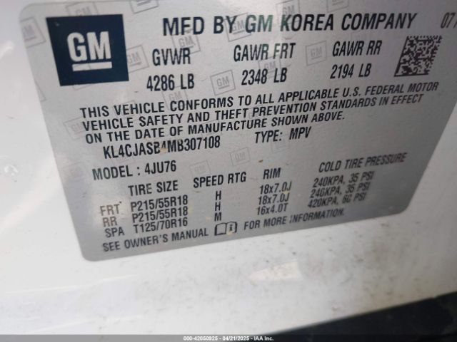 2021 BUICK ENCORE KL4CJASB4MB307108 Photo 8