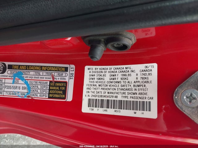 2HGFG3B54FH529148 Honda r18z1