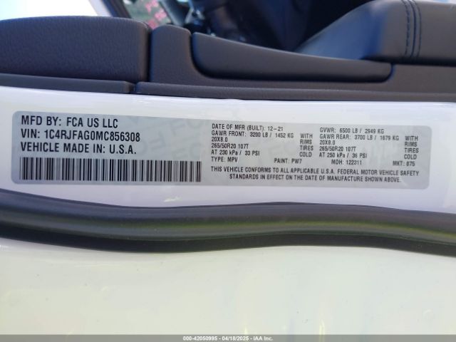 2021 JEEP GRAND CHEROKEE 1C4RJFAG0MC856308 Photo 8