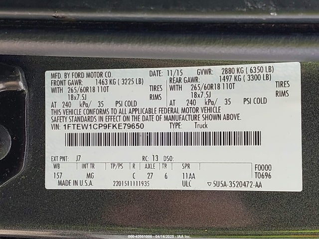 Ford F-150 Xlt 2015 1FTEW1CP9FKE79650 Image 9