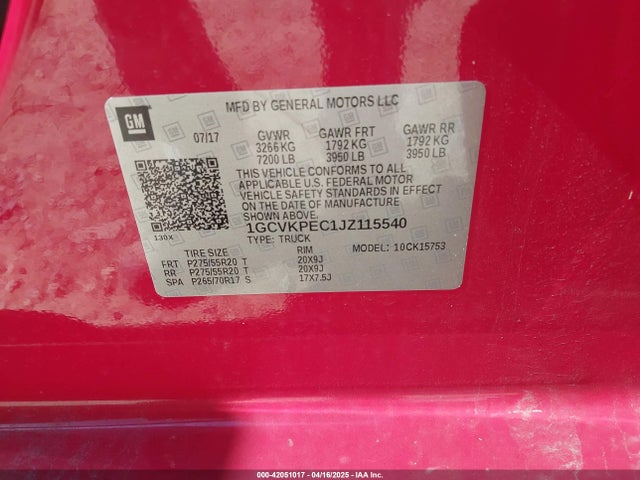 1GCVKPEC1JZ115540 Chevrolet Silverado 1500 Custom