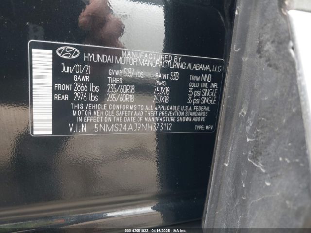 5NMS24AJ9NH373112 Hyundai Santa Fe Sel