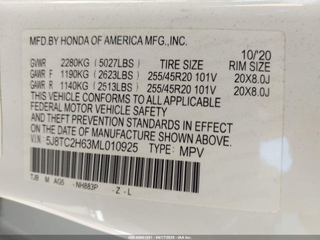 2021 ACURA RDX 5J8TC2H63ML010925 Photo 8