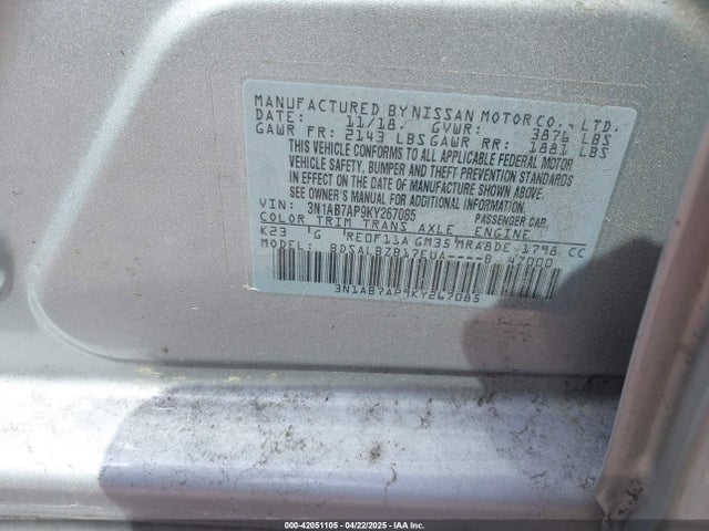 3N1AB7AP9KY267085 Nissan SENTRA S
