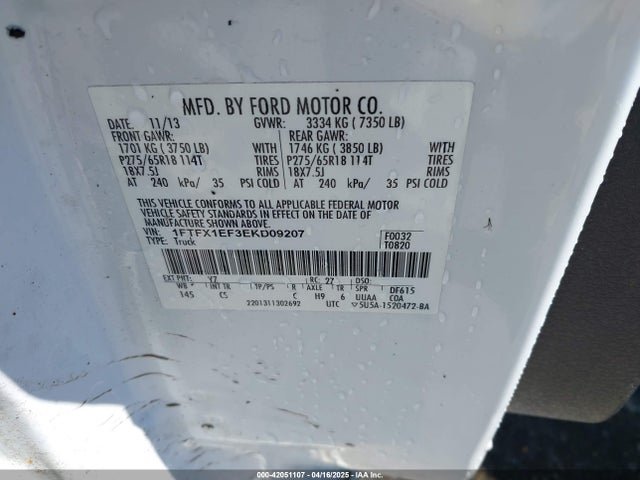 1FTFX1EF3EKD09207 Ford F-150 Stx