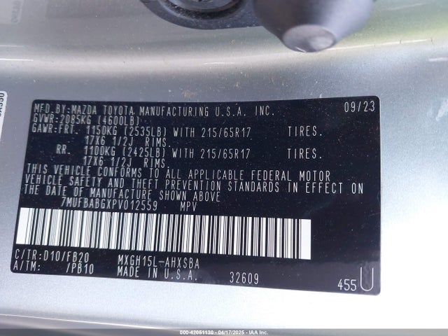 7MUFBABGXPV012559 Toyota Corolla Cross Hybrid Se