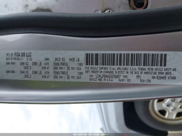 1C4NJPBA4GD676097 Jeep Patriot Sport