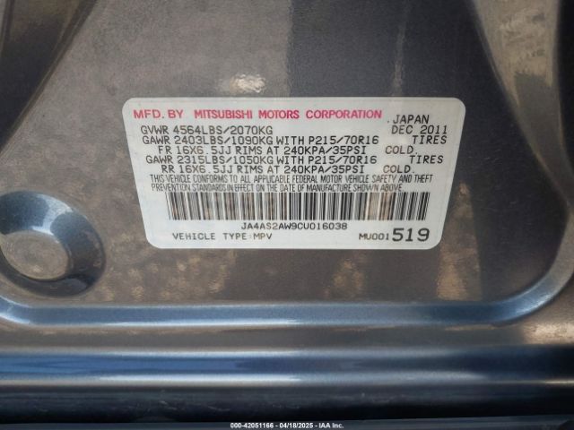 2012 MITSUBISHI OUTLANDER JA4AS2AW9CU016038 Photo 8