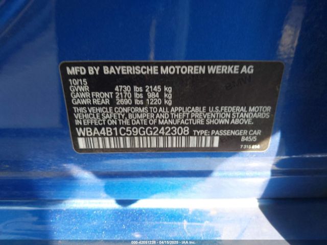 WBA4B1C59GG242308 BMW 435i Gran Coupe