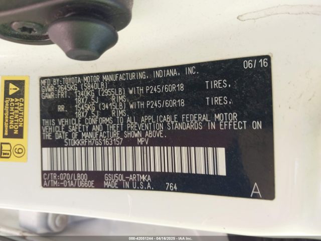 2016 TOYOTA HIGHLANDER 5TDKKRFH7GS163157 Photo 8