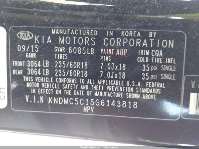 KNDMC5C15G6143818 KIA SEDONA EX