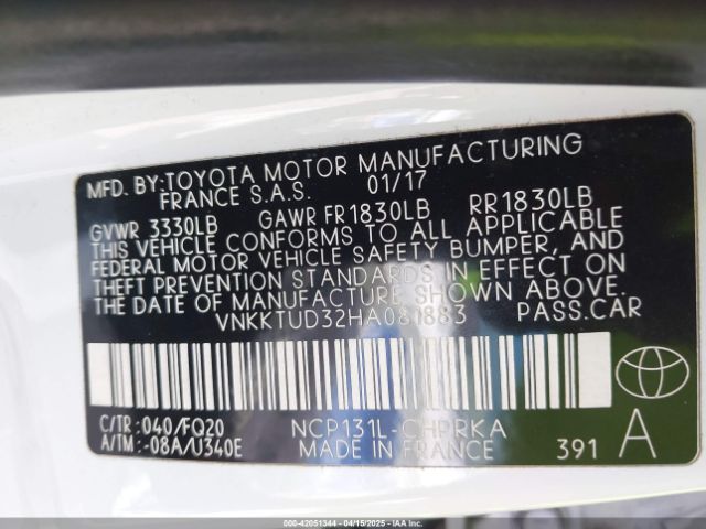VNKKTUD32HA081883 Toyota YARIS L