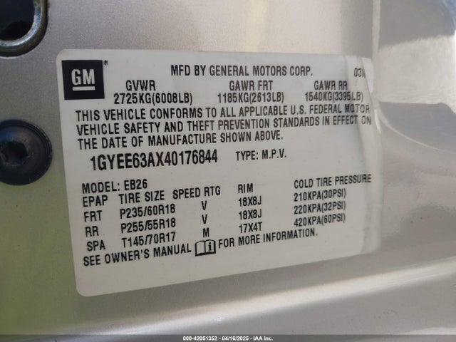 2004 CADILLAC SRX 1GYEE63AX40176844 Photo 8