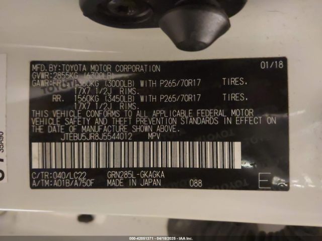 JTEBU5JR8J5544012 Toyota 4runner Trd Off Road Premium