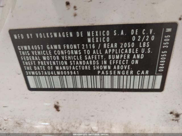 3VWG57AU4LM009941 Volkswagen Golf 1.4t Tsi