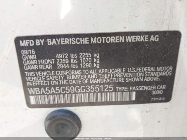 WBA5A5C59GG355125 BMW 528I