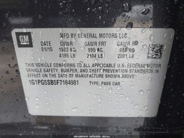1G1PG5SB5F7184981 Chevrolet CRUZE LTZ