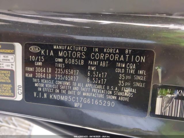 KNDMB5C17G6165290 KIA SEDONA LX