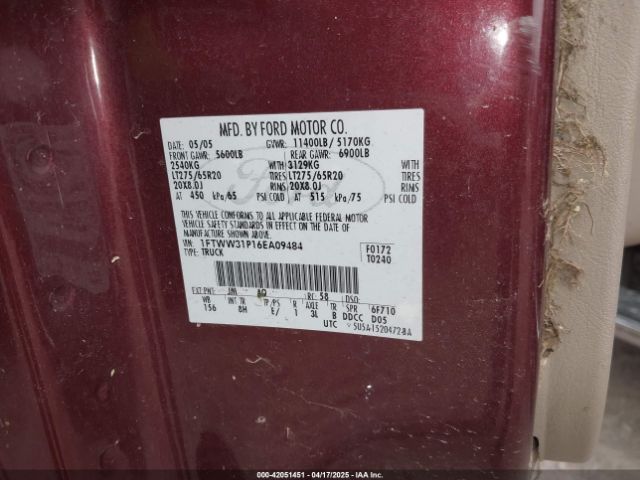 2006 FORD F-350 1FTWW31P16EA09484 Photo 8