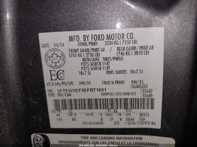 Ford F-150 Xlt 2014 1FTFW1EF5EFB71651 Image 9