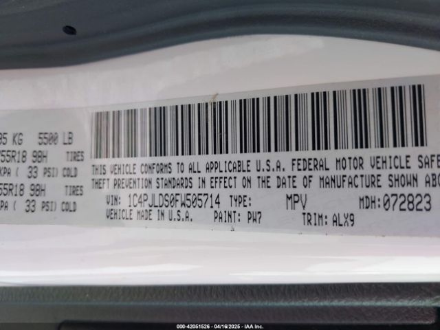 1C4PJLDS0FW505714 Jeep Cherokee Limited