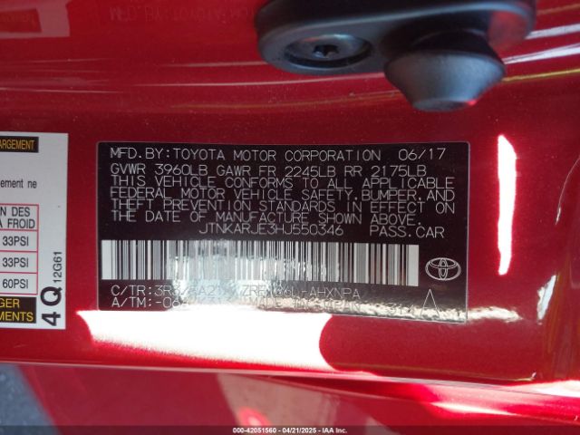 JTNKARJE3HJ550346 Toyota COROLLA IM