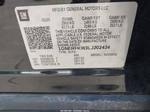 1GNERFKW3LJ202434 Chevrolet Traverse Fwd Ls