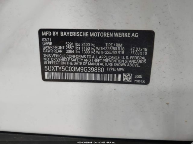 5UXTY5C03M9G39880 BMW X3 Xdrive30i
