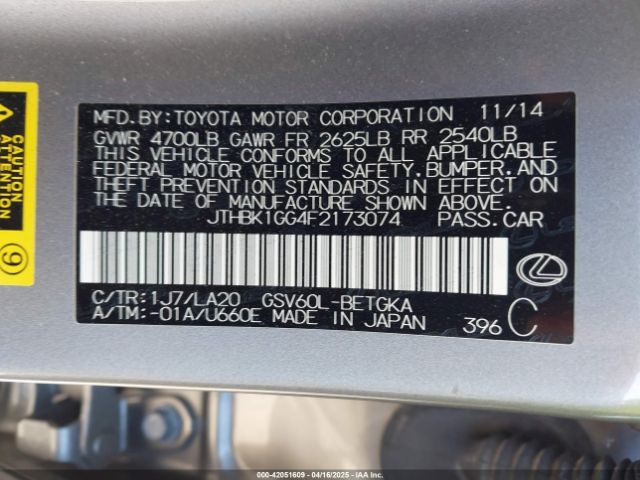 JTHBK1GG4F2173074 Lexus ES 350