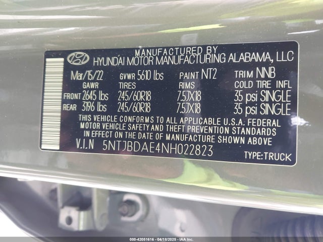 Hyundai Santa Cruz Sel 2022 5NTJBDAE4NH022823 Image 9