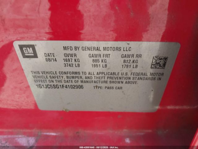 1G1JC5SG1F4102906 Chevrolet Sonic Lt Auto